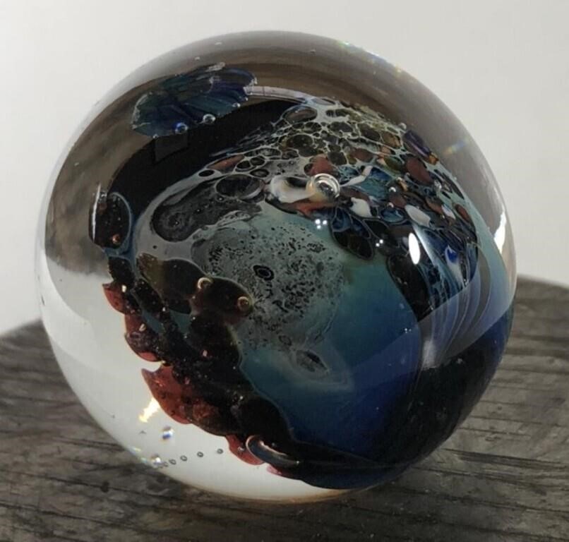 interesting Glass Marble 1 1/4" diam