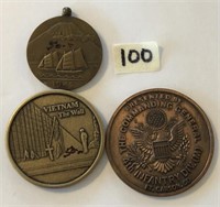 3 Military Related Medallions and Medal