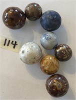 8 Antique Clay Bennington Marbles