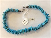 19" Turquoise and Sterling Handcrafted Necklace