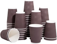 U-QE 100 Pack 12 oz Paper Coffee Cups(Brown)