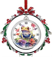 $33  Frog Flower Clock Berries Xmas Ornament
