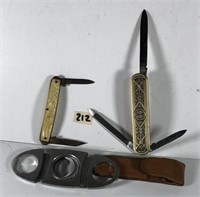 3 Knives Kent Bierhoff, & Cigar Cutter
