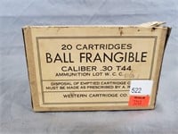 20 Cartridges .30 T44 Ball Frangible