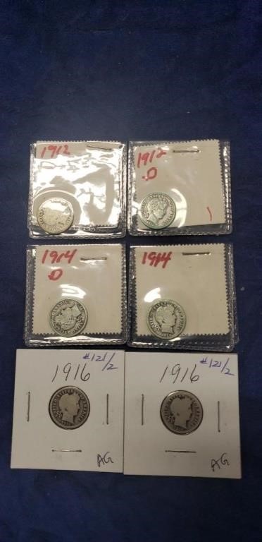 (6) Assorted Silver Dimes (1912, 1914 & 1916)
