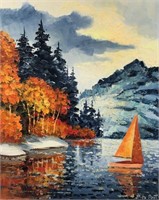 "Red Sail" 20"x16" Original Painting - Antanenka