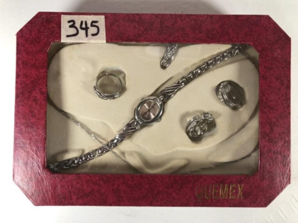 Quemex Jewelry Set in Box with Watch