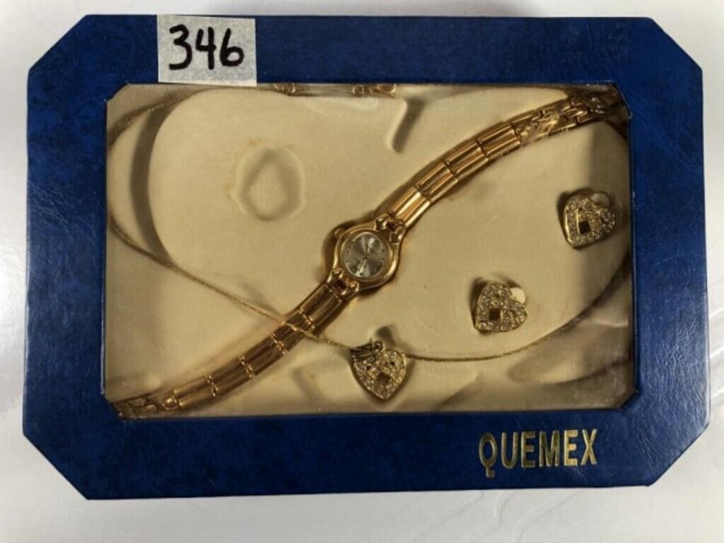 Quemex Jewelry Set no Ring in Box with Watch