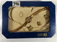 Quemex Jewelry Set no Ring in Box with Watch