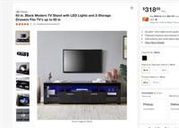 E1129  63in Black Modern LED TV Stand