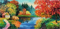 "Home On The River12x24Original Painting-Antanenka