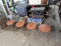 set of 4 metal soda fountain chairs