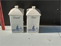 Delft Blue flour & cereal canisters