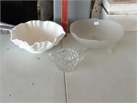 Imperial Milk Glass bowl + 2 pcs glass