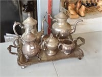 silverplate teaset with tray