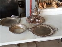 silverplate teaset with trays