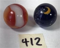 2 Marbles 1 Vintage Patch-Red White and Orange