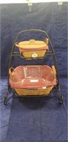 (2) Longaberger Baskets w/ Wrought Iron Rack
