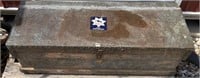 Wooden Box with Sheet Copper Tacked on Top Antique