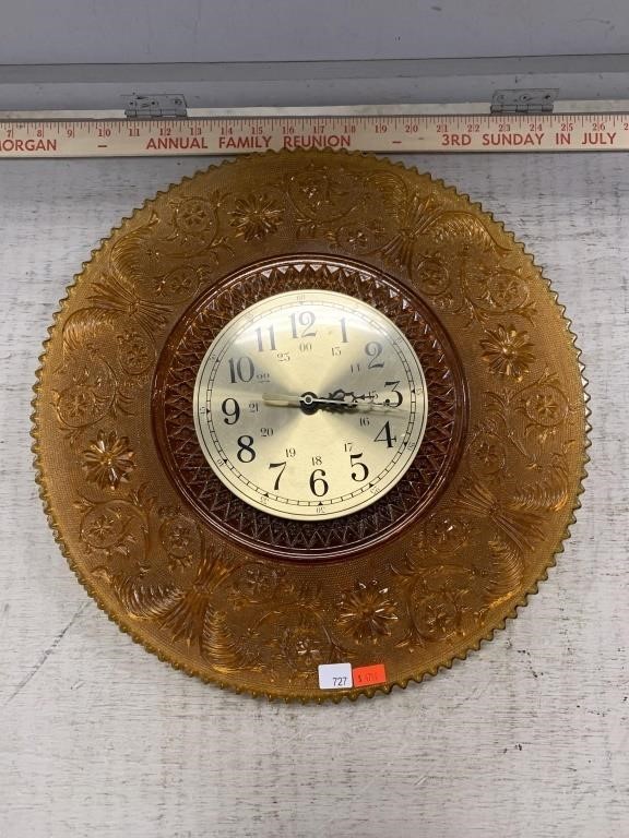 Amber Glass Clock (16in)