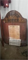 (1) Publick Notice Wooden Board (2'x3')