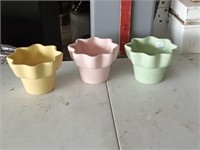 3 Hull Pottery flower pots