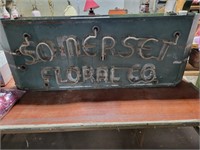 Vintage Somerset Floral  Co. Neon metal sign