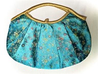 Beautiful Chinese Jacquard Handbag Turquoise w
