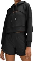 $43  LASLULU Women's Hoodie Pullover- Small  Black