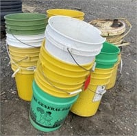 Assorted 5 Gallon Plastic Buckets