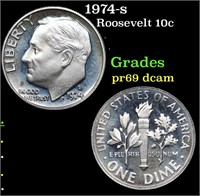 Proof 1974-s Roosevelt Dime 10c Grades GEM++ Proof