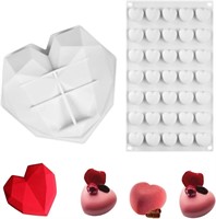 Diamond Heart Silicone Mold  Cake Shape 2-Pack