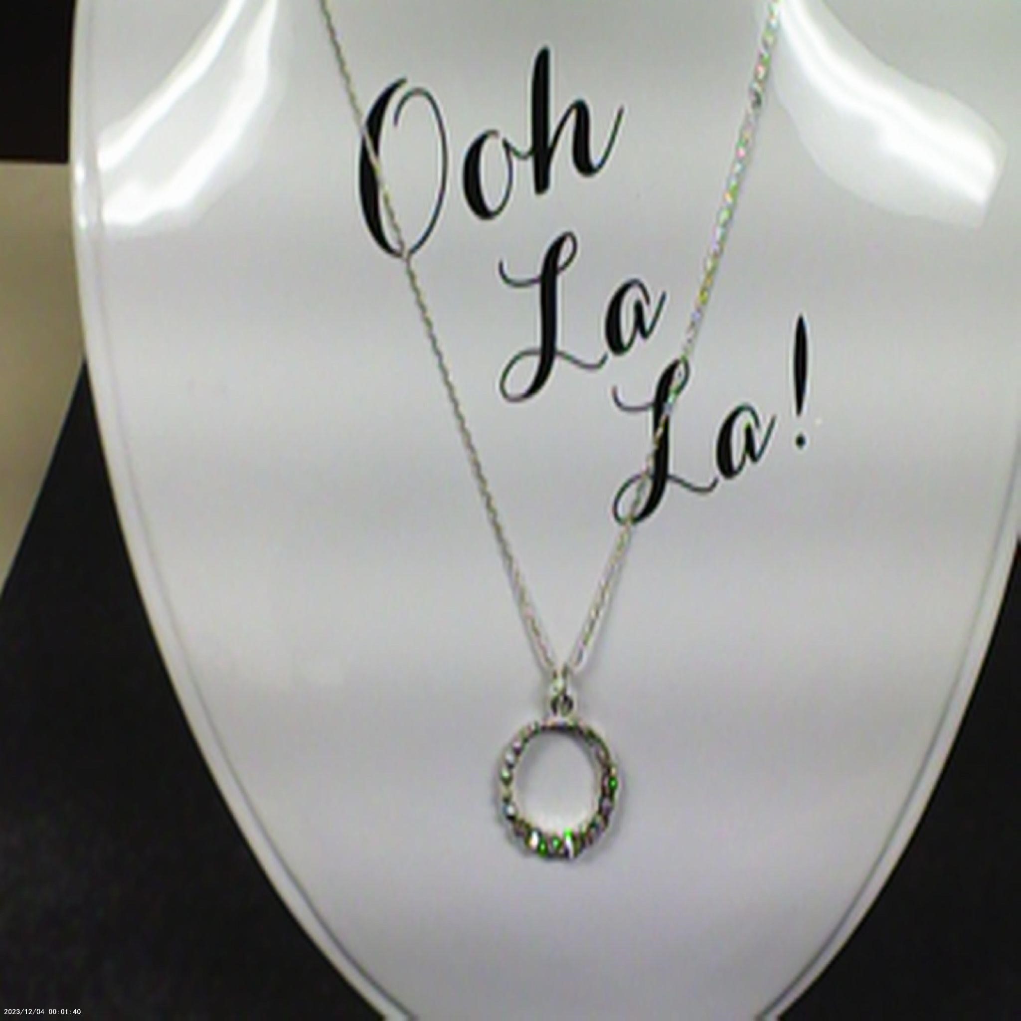 Crystal Round Pendent Necklace 18" Chain