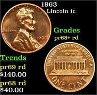 Proof 1963 Lincoln Cent 1c Grades Gem++ Proof Red
