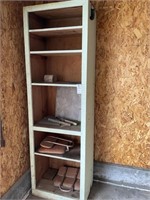 Wooden Shop Shelf & Contents