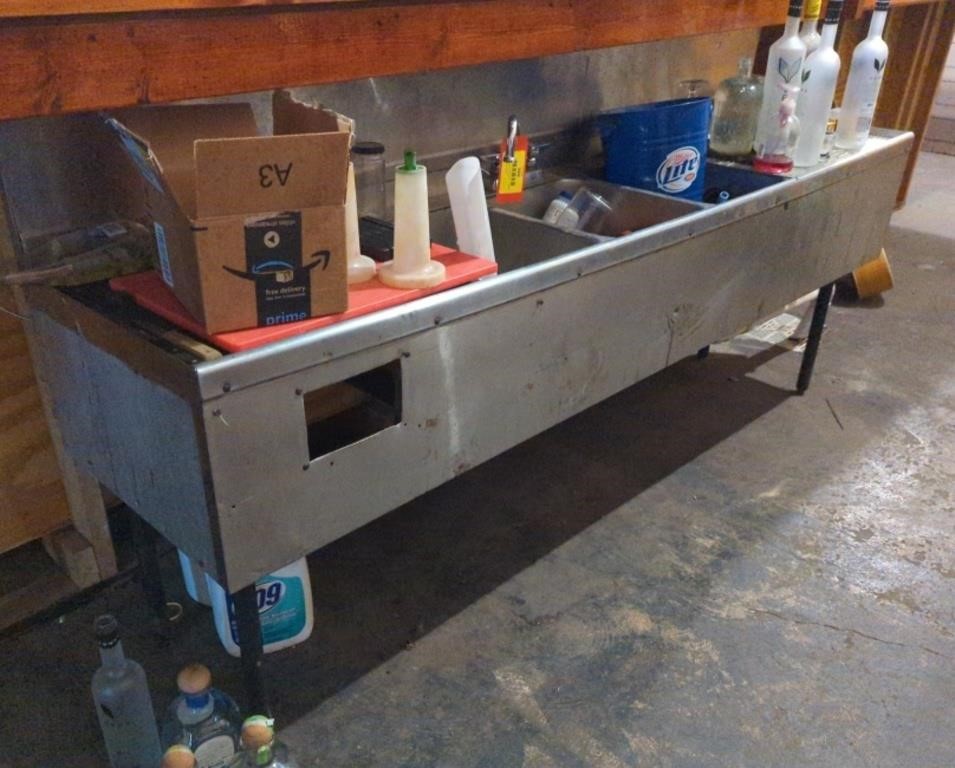 Stainless Steel Bar Back Triple Sink