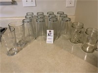 12 Piece Ringed Water Glasses, 2 Mugs & 2 Pilsners
