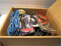 BOX FILLED WITH VARIOUS CABLES, TOOL, ETC.