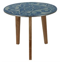 Decor Therapy Blue and White Mosaic Glass Table