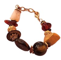 STUNNING VINTAGE GOLD TOPAZ & MULTI-STONE BRACELET