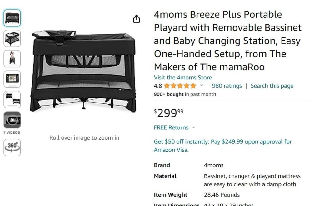 B9216   4moms Breeze Plus Playard in Black