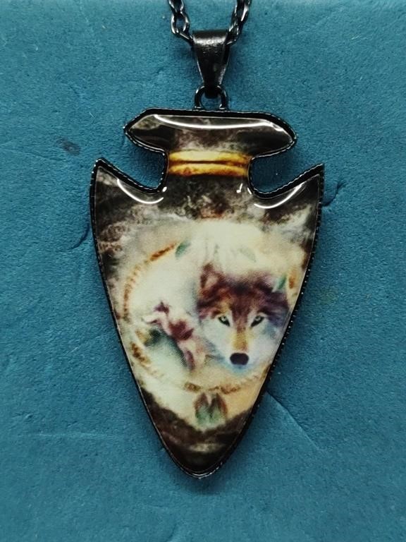 Wolf Arrowhead Necklace