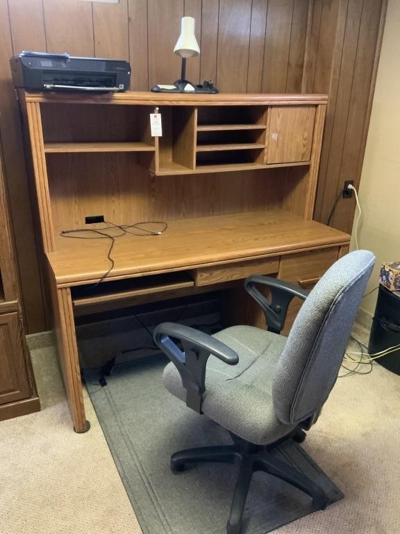 Office Chair, Desk, Rug, Lamp & Printer
