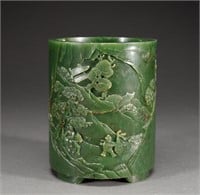 Jade pen holder of Qing Dynasty
