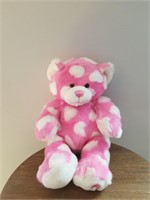 Build A Bear Teddy Pink White Hearts Plush