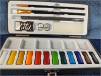 Water Color Kit with Paints - Brushes - Charcoal