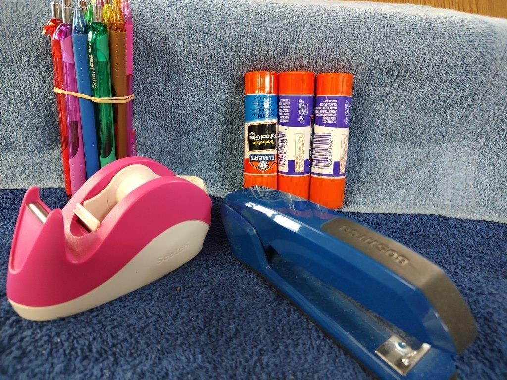 Office Bundle - Pens - Tape Dispenser - Glue