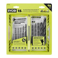 RYOBI Black Oxide Hex Shank Drill Bit Set  (15-Pc)