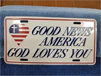 Metal Car Tag - Good News God Loves You