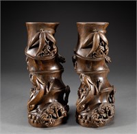 A pair of agarwood flower inserts in Qing Dynasty